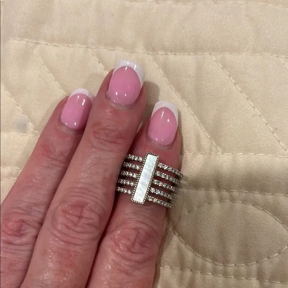 Lisa Robertson Silver Multi-Row Stone-Studded Ring - Picture 5 of 5